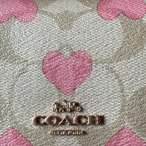 π©· COACH BOXED MINI WALLET ON A CHAIN IN SIGNATURE CANVAS WITH HEART PRINT π©· - Picture 11 of 16